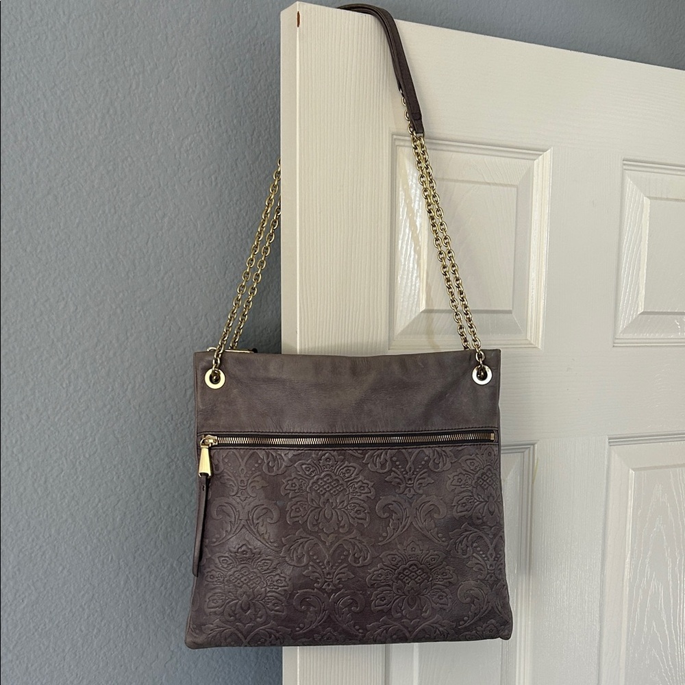 Hobo Elegant Gray‎ Embossed Shoulder Bag